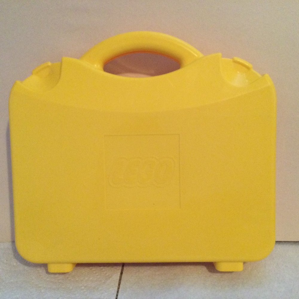 LEGO Yellow Hard Plastic Carrying Case Storage Box Handle Dividers eb
